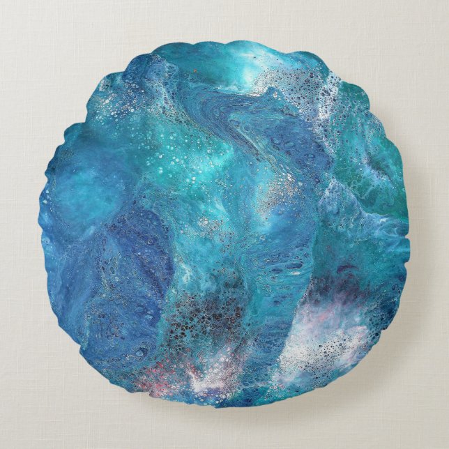 Galaxy 3 Soft Blue Abstrakt Pillow Rundes Kissen (Vorderseite)