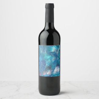 Galaxy 3 Soft Blue Abstrakt Wine Flasche Weinetikett