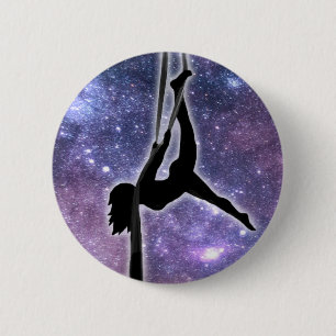 Galaxy Aerialist Tänzerin Pose für Flugseide Button