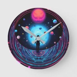 Galaxy Aesthetic Wall Clock – Outer Space Room Déc Runde Wanduhr