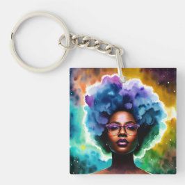 Galaxy Afro femme noire en lunettes