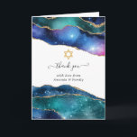Galaxy Agate Bat Mitzvah Dankeskarte<br><div class="desc">Galaxy Imitate Gold Glitzer agate Stein Fledermaus mitzvah danke Karte mit eleganten Handschrift Typografie,  die auf Ihre Veranstaltung spezifischen anpassen können.</div>