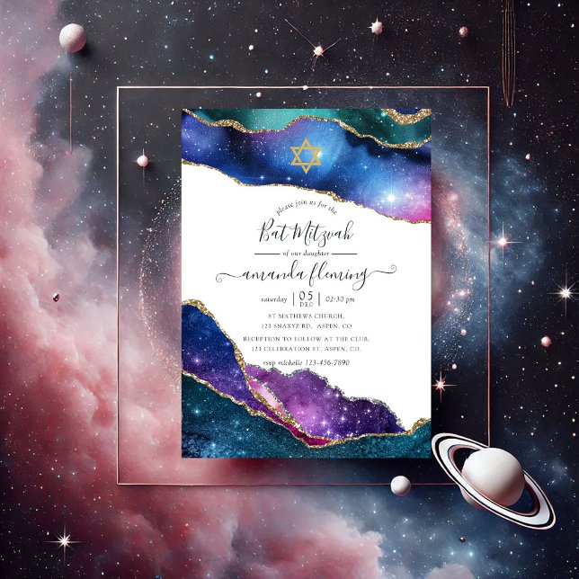 Galaxy Agate Bat Mitzvah Einladung (Galaxy Agate Bat Mitzvah Invitation)