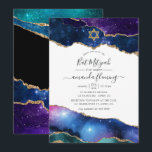 Galaxy Agate Bat Mitzvah Einladung<br><div class="desc">Galaxy faux glitter agate stone bat mitzvah invitation with elegant handwriting typography customizable to your event specifics.</div>