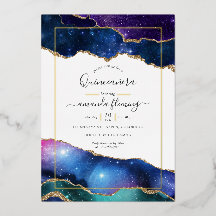 Galaxy Agate Quinceañera Einladung