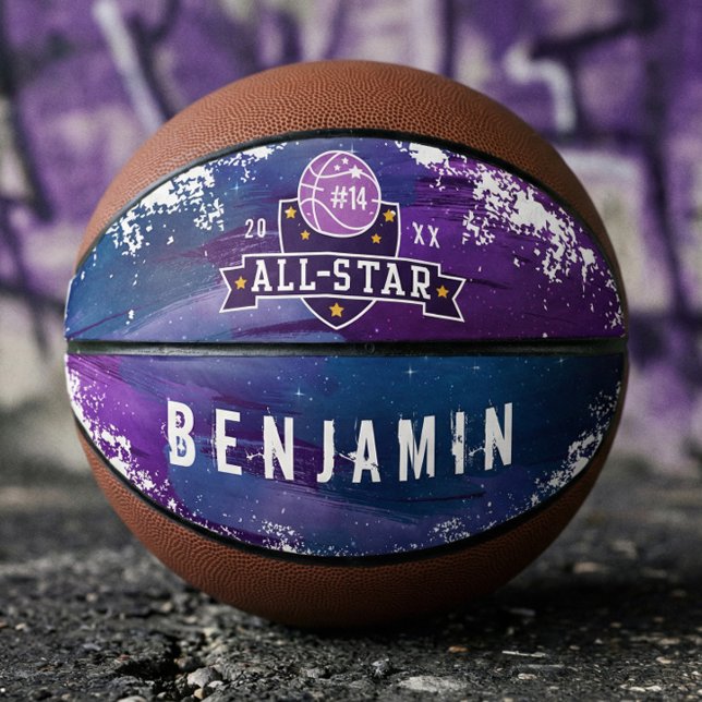 Galaxy All-Star Player Team Number & Individuelle  Basketball (Sporty All-Star Player Team Number Custom Name Basketball)