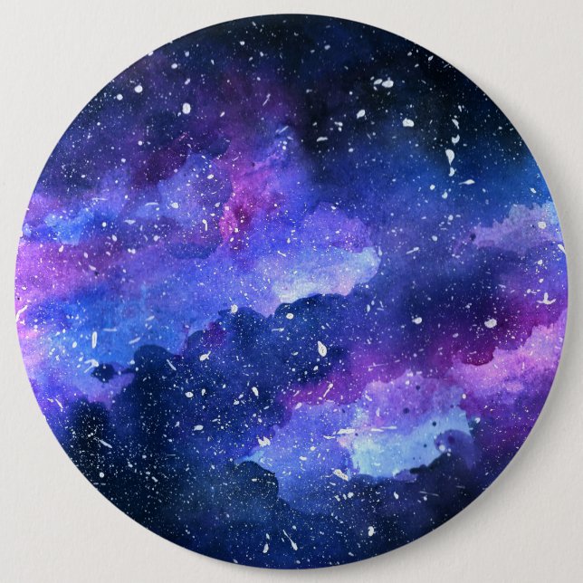 Galaxy Aquarell Lila Universum Button (Vorderseite)