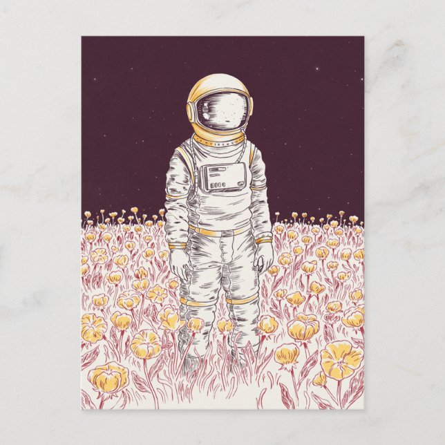Galaxy Astronaut Space Explorer-Bereich für Blume Postkarte (Vorderseite)