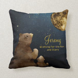 Galaxy Bärenmoon & Stars Glitzer Mit Monogramm Nie Kissen