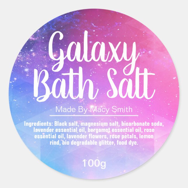 Galaxy Bath Salt Soak Labels Runder Aufkleber (Vorderseite)