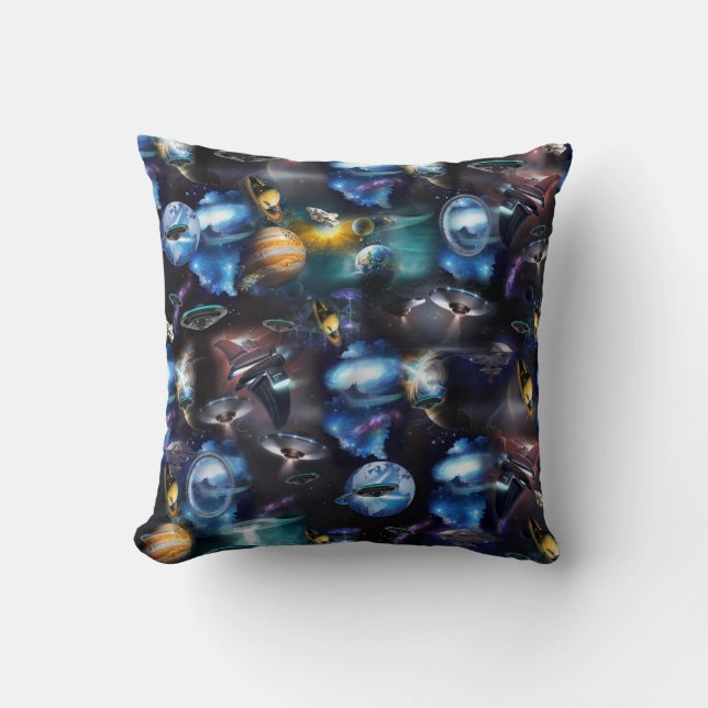 Galaxy-Besucher im Weltraum Kissen (Vorderseite)