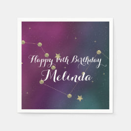Galaxy Birthday Party Lila Blue Sky Foil Stars Serviette