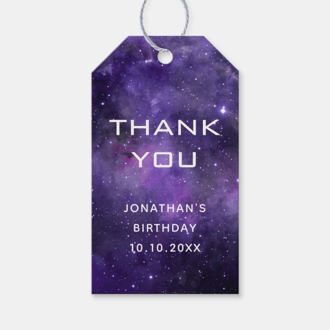 Galaxy Birthday Thank You | Space Science Party Geschenkanhänger (Vorderseite)