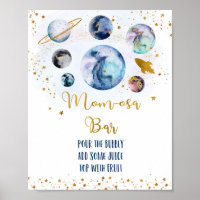 Galaxy Blue Gold Baby Shower Mom-osa Bar