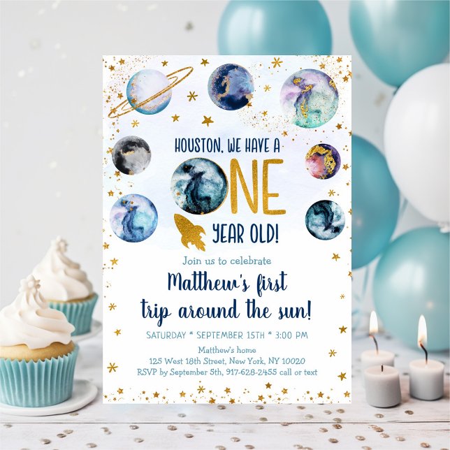 Galaxy Blue Gold erste Reise um die Sonne Einladung (Von Creator hochgeladen)