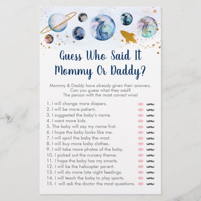 Galaxy Blue Gold Weltraumrät, wer sagte, es Spiel (Vorderseite)