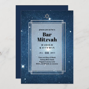 GALAXY Boys BAR MITVAH Space Blue Invitation