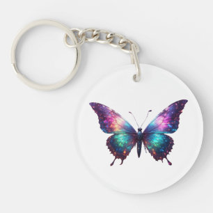 Galaxy Butterfly Kunst - Farbenfrohe Glühbirne Schlüsselanhänger