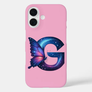 Galaxy Butterfly Letter "G" Monogramm auf Rosa iPhone 16 Hülle
