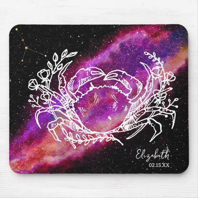 Galaxy Cancer Constellation Name Zodiac Zeichen Mousepad (Vorne)