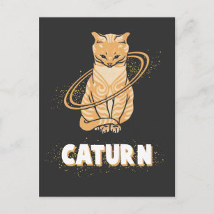 Galaxy Cat Astronaut Saturn Planet Kitten Postkarte