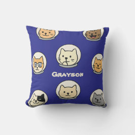 Galaxy Cat Head Pillow With Name For Cat Lovers Kissen