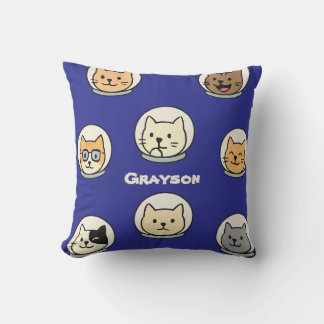 Galaxy Cat Head Pillow With Name For Cat Lovers Kissen