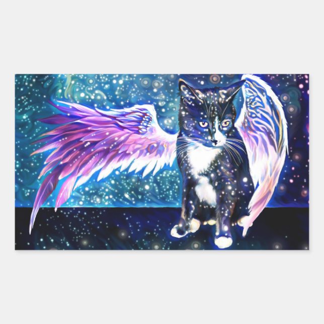 Galaxy Cat Rechteckiger Aufkleber (Vorderseite)