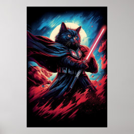 Galaxy Cat Swordsman Poster