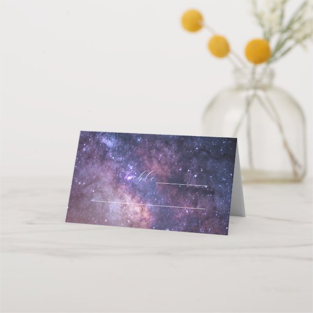 Galaxy Celestial Space Cosmos Stars Hochzeit Platzkarte (Vorderseite)