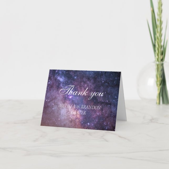 Galaxy Celestial Starry Night Wedding Vielen Dank Dankeskarte (Vorderseite)