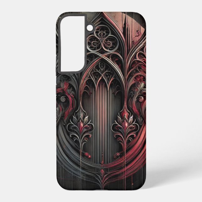 Galaxy Coque gothique Samsung - Élégance noire et rouge (Verso)