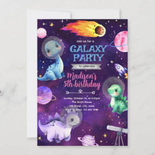 Galaxy-Dinosaurier-Geburtstags-Einladung Einladung