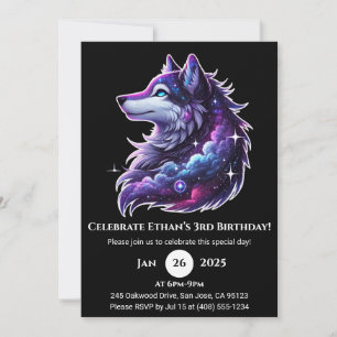 Galaxy Dream Wolf Einladung zum Geburtstag