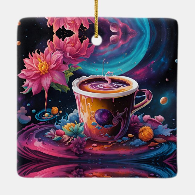 Galaxy Garden Kaffee Kunst Keramikornament (Rückseite)