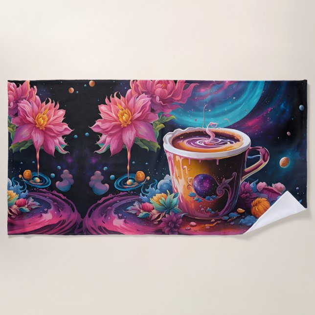 Galaxy Garden Kaffee Kunst Strandtuch (Vorderseite)