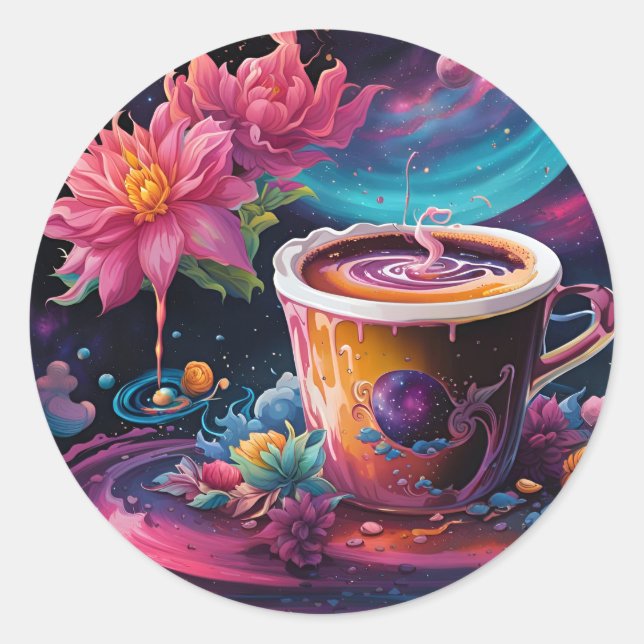 Galaxy Garden-Kaffee Runder Aufkleber (Vorderseite)