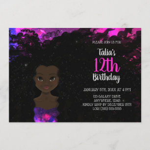 Galaxy Girl Invitation d'anniversaire Ombre magi