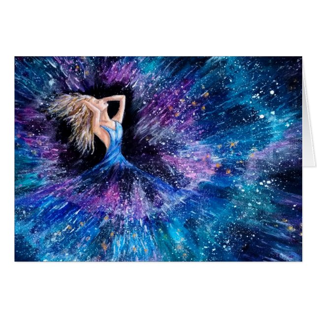 Galaxy Girl Space Star carte Burst pour elle. (Devant horizontal)