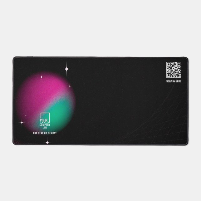 Galaxy Glow Custom Logo QR Code Elegant Marketing Schreibtischunterlage (Vorderseite)