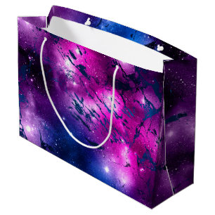 Galaxy Glow   Kosmisches Blau, Lila und rosa Marmo Große Geschenktüte