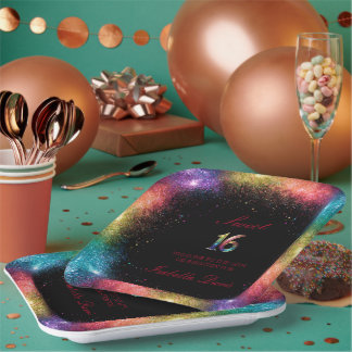 Galaxy Glow Sweet 16 Papierplatte Pappteller