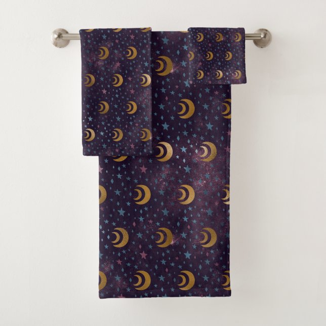 Galaxy Gold Moon Phases Étoiles Ciel nocturne (En situation)