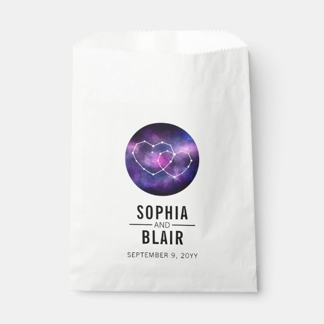 Galaxy Hearts Constellation Wedding Personalisiert Geschenktütchen (Vorderseite)