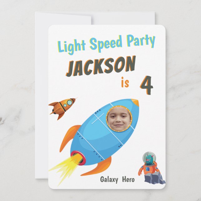 Galaxy Hero Astronaut Foto Vorlage Geburtstag (Vorderseite)