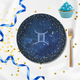 Galaxy Hintergrund - Gemini Symbol Pappteller