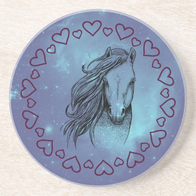 Galaxy Horse & Hearts  Getränkeuntersetzer (Vorne)