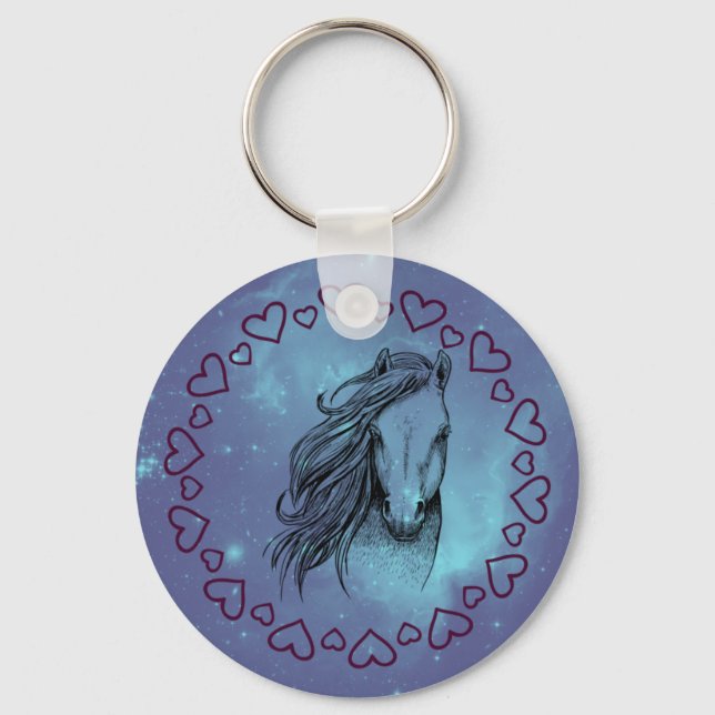Galaxy Horse & Hearts  Schlüsselanhänger (Vorderseite)