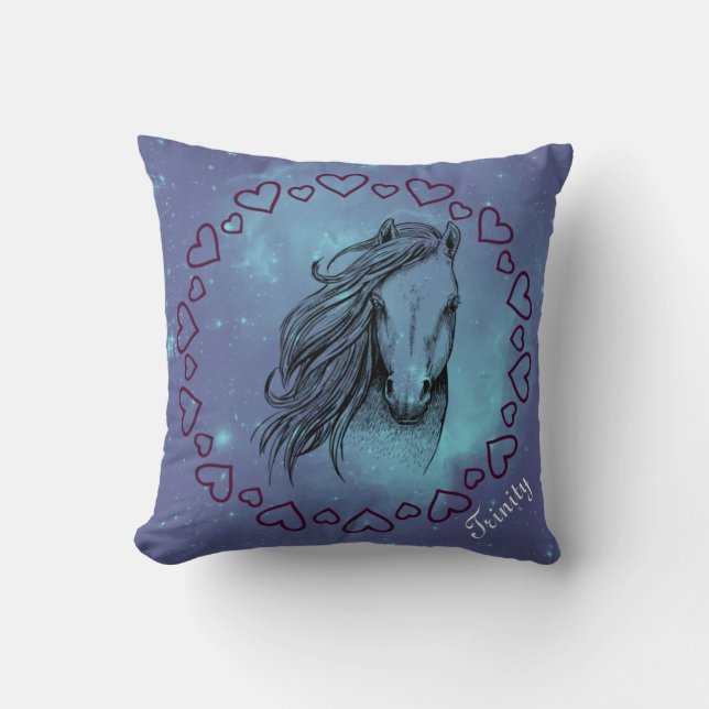 Galaxy Horse & Hörer mit optionalem Namen Kissen (Vorderseite)