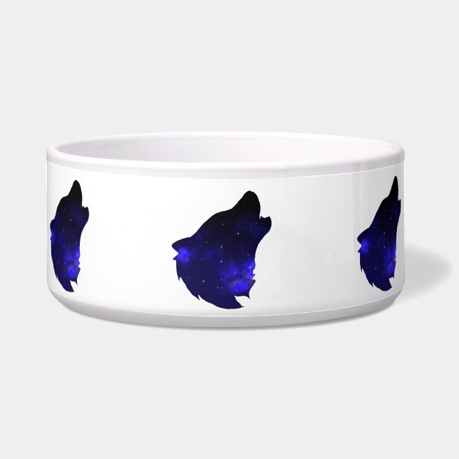 Galaxy Howling Wolf Silhouette Night Sky mit Star Napf (Vorderseite)